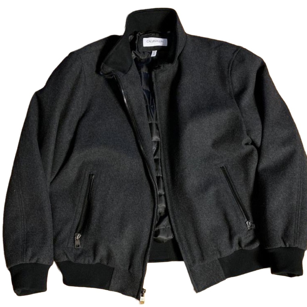 NWT! Calvin Klein Men’s Wool Bomber Jacket With Knit Trim - XL